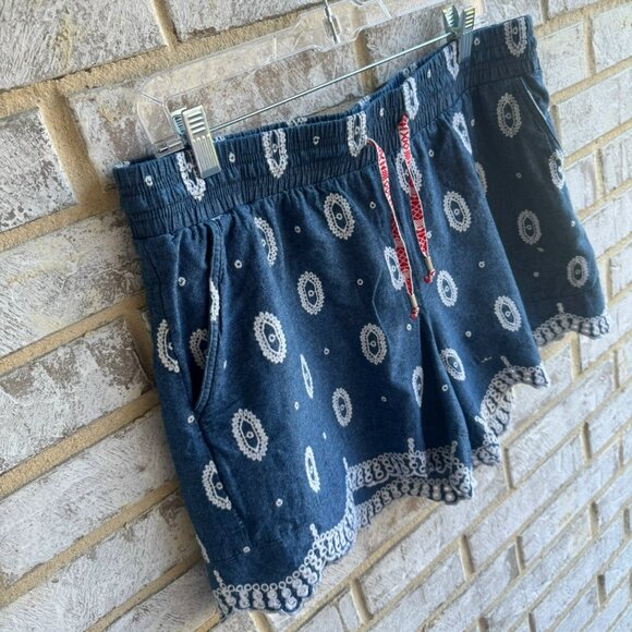Anthropologie ETT:TWA Embroidered Eyelet Chambray 100% Cotton Shorts Size M - Picture 5 of 9